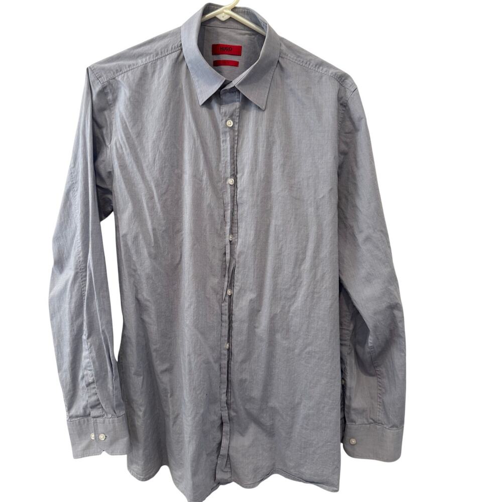 Boss Slim Fit Button Down Shirt Blue Gray M